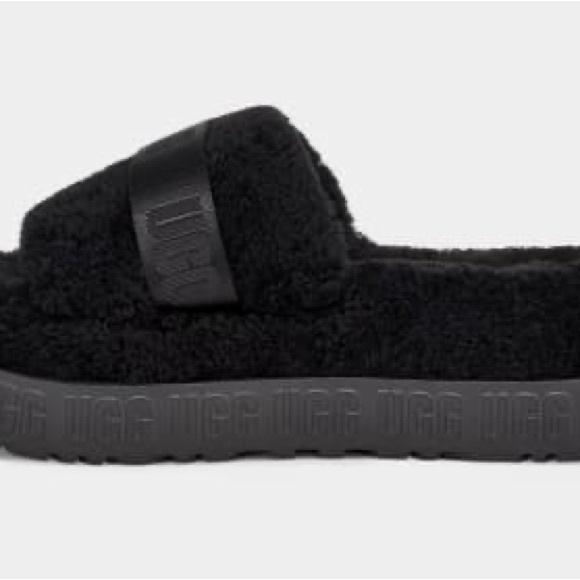 NIB Ugg Fluffita Platform Slides Black Sz 7 - Picture 3 of 8